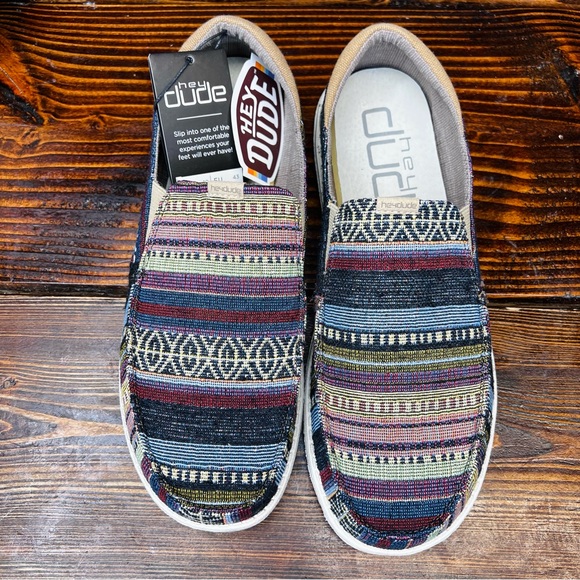 NIB Hey Dude Men's Thad Serape Stripe Slip On Shoes - Picture 5 of 8